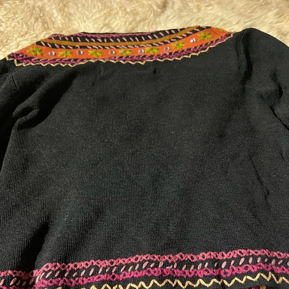 Double D Ranch embroidered rhinestone studs boho sweater cardigan floral hippie - Picture 7 of 12